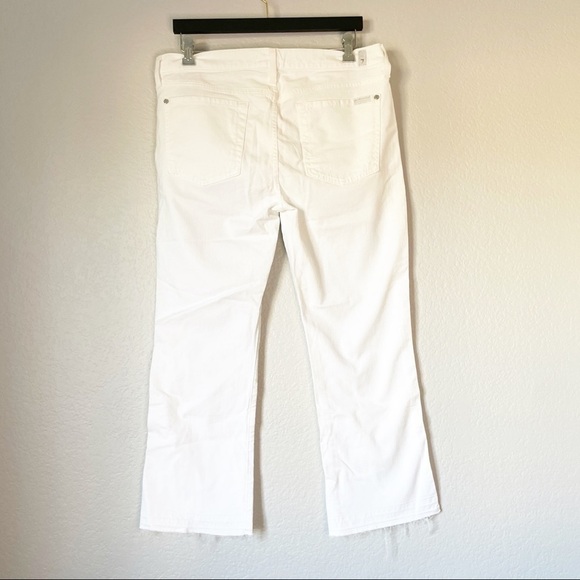7 FOR ALL MANKIND Button Fly High Rise Raw Hem White Jeans 32 - Picture 6 of 8